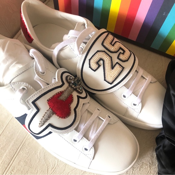 Gucci new ace sneakers with removable patch women size 40 - Picture 2 of 7